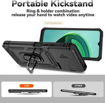 Produktbild von Xiaomi Redmi 13C / Poco C65 Hülle - Coverup Armor Ring Ständer Back Cover mit Kamera Schutz - Schwarz