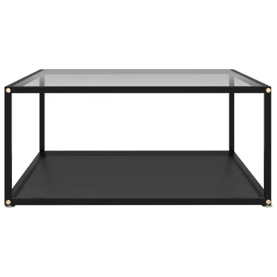Immagine prodotto di Tavolino Trasparente e Nero 80x80x35cm in Vetro Temperato