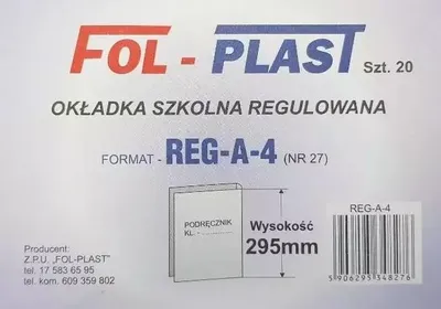 Obrázek produktu pro Nastavitelný obal na desky formátu A4, č. 27 (20 ks) – Fol-Plast