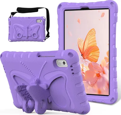 Produktbild von Kinder Hülle für Lenovo Tab M9 2023 TB-310FU 9,0" Leicht Stoßfeste EVA Kindgerechtes Schutzhülle mit Schultergurt, Schmetterlings-Ständer Lila