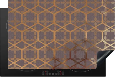 Produktbild von KitchenYeah© Herdabdeckplatte Muster - Lila - Gold , 81x52cm, Küche Deko, Glaskeramikkochfeld Herdabdeckung, Abdeckplatte fùr Kochfeld