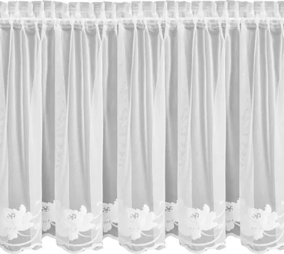 Image de EUROFIRANY  | Rideau - 70 x 150 cm - avec broderie florale - blanc - rideau à œillets