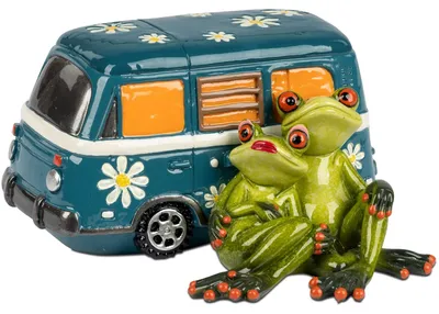 Image de Couple de grenouilles camping avec campeur 15x8cm en pierre artificielle