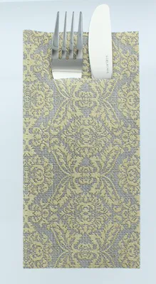 Produktbild von Airlaid Besteckservietten Kiyan in Gold-Schwarz, 40 x 40 cm, 75 Stück - Mank - Ornamente