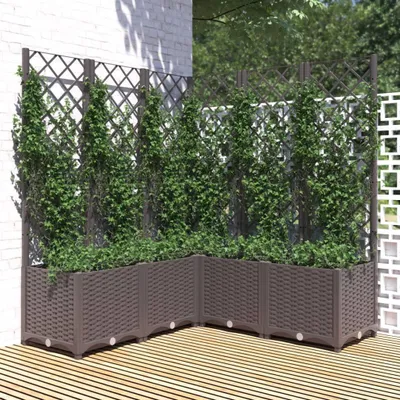 Productafbeelding van Plantenbak - Bloembak - Plantenbak Voor Buiten - Balkonbak - Hoekplantenbak - Polypropyleen - Met Latwerk