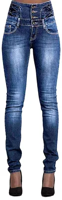 Obrázek produktu pro Dámské džíny Hormtaer, vysoký pas, elastický denim, úzký střih