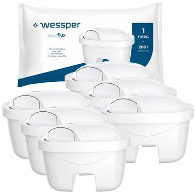Produktbild von Wessper 6x AquaFlux Wasserfilterkartuschen – Kompatibel mit Laica Bi-Flux, Brita Maxtra+, Dafi Unimax