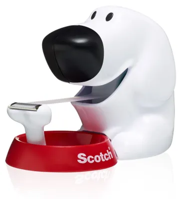 Image de Dérouleur de table Scotch™ au motif chien + ruban adhésif Scotch® Magic™, 19 mm x 8,89 m
