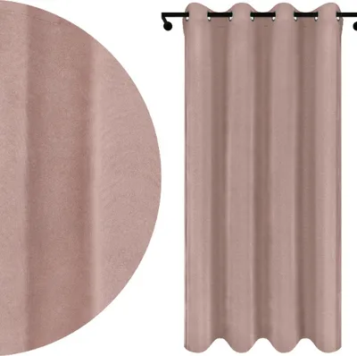 Zdjęcie produktu dla Voppi Beżowa zasłona welurowa na przelotkach 140 x 280 cm gotowa zasłona okienna do domu