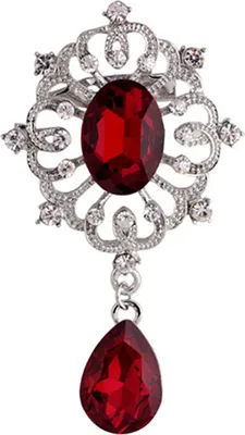 Produktbild von Damen-Brosche mit Strass-Legierung, großer Wassertropfen-Anhänger, Party-Schmuck-Rot