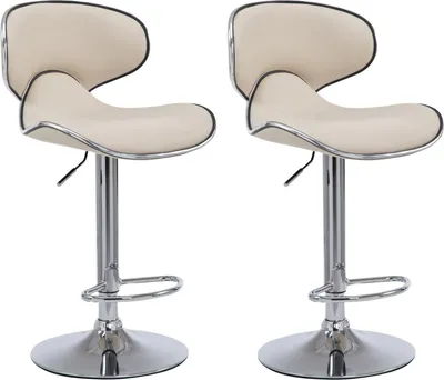 Produktbild von CLP 2er Set Barhocker Las Vegas V2 Kunstleder mit Fußstütze creme Gestell Farbe chrom