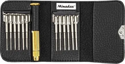 Produktbild von Minadax® Hochwertig Gehärtet 13-Teile Mini Schraubendreher Set aus Vollmetall inkl. Etui in Lederoptik, Torque, Schlitz, Kreuzschlitz, Magnetisierbar, Werkzeug