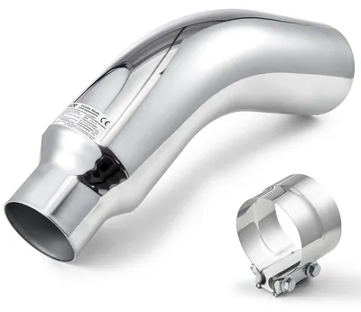 Productafbeelding van VEVOR Uitlaatpijp met bocht (101,6 mm inlaat, 152 mm uitlaat, 584 mm totale lengte), naar beneden gebogen uitlaatpijp met klem voor vrachtwagens, sedans, sportwagens, SUV's, met verchroomd oppervlak