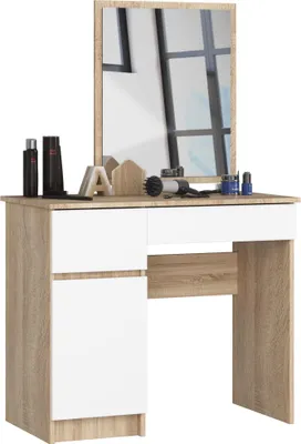 Image de Akord Armoire De Toilette Avec Miroir Gauche Chêne Sonoma Et Blanc 90X50X142