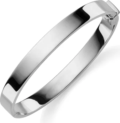 Produktbild von 8mm Armreif 60x50mm Armschmuck 585 Gold Weißgold massiv glänzend flach schlicht
