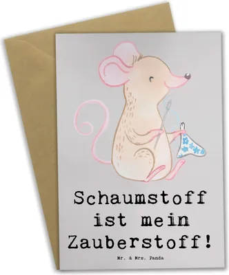 Produktbild von Mr. & Mrs. Panda Grußkarte Zauber der Polsterin - Grau Pastell - Geschenk, Polstertechnik, Möbel restaurieren, Berufsprodukte, Möbelrestaurierung, weihnachtskarten, Beruf