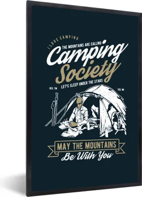 Produktbild von MuchoWow® MuchoWow® Gerahmtes Poster Camping - Zelt - Sprichwörter - Vintage 40x60 cm - Poster mit zchwarzem Bilderrahmen - Papierdruck - Wandbilder