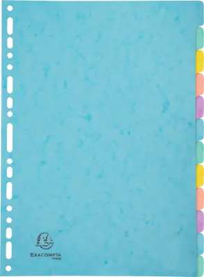 Produktbild von Exacompta 15x Register Karton 400g 12 neutrale Taben A4 Aquarel sortiert 7712E