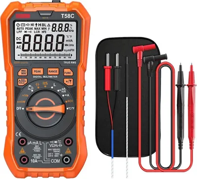 Obrázok produktu pre Digitálny multimeter TRMS 9999 počtov, podsvietenie, LED displej, meranie napätia, prúdu, frekvencie, teploty, kapacity s podsvietením