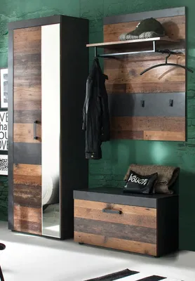 Produktbild von trendteam Garderobe 3-teilige Kombination Indy Graphit Grau Matera NB/Old Wood NB 160 x 192 x 37 cm