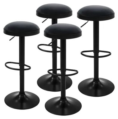 Produktbild von ML-Design Barhocker 4er Set, Barstuhl höhenverstellbar, drehbar, Samtsitz, Küchenhocker, Drehstuhl, Thekenstuhl mit Fußstütze, Tresenhocker, Schwarz