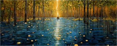 Produktbild von Wallario Wandbild aus Acryl, 125 x 50 cm, freischwebende Optik - Reise durch das Lichtermeer