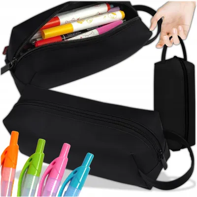 Immagine prodotto di KRUMAD Astuccio scolastico, astuccio in tessuto, astuccio versatile per penne o matite, leggero e idrorepellente, nero