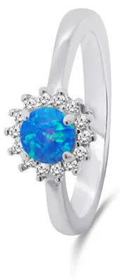 Produktbild von Beautiful silver ring with opal and zircons RI056WB - Circuit: 58 mm