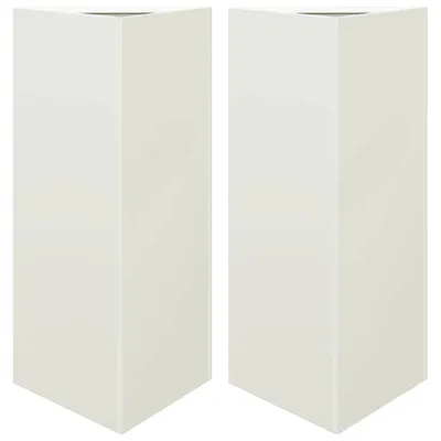Produktbild von vidaXL Pflanzkübel 2 Stk. Weiß Dreieckig 40x34,5x75 cm Stahl