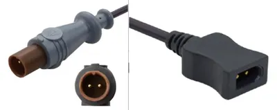 Produktbild von Temperatur Adapterkabel für Philips/HP - 2 Pin männlich auf 2 Pin rechteck Stecker