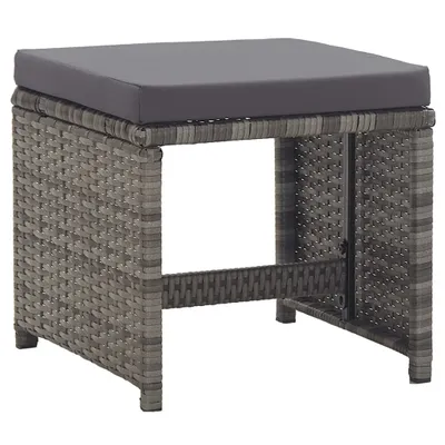 Image de vidaXL Tabouret de jardin 2 pcs. avec coussin d'assise Poly rotin Anthracite