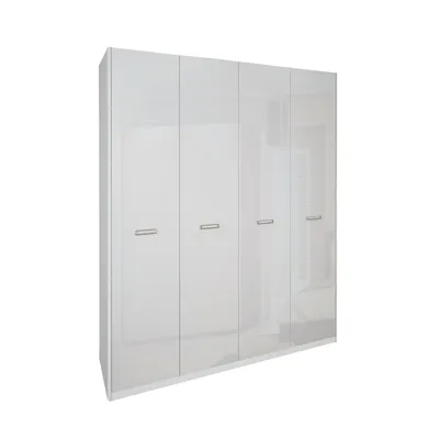 Produktbild von 4-türiger Kleiderschrank Weiß Hochglanz / Matt – 1830 mm × 2250 mm × 550 mm