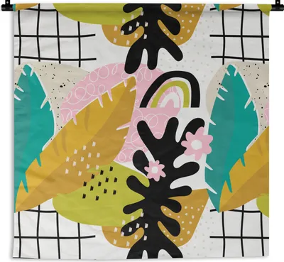 Produktbild von MuchoWow® Wandteppich Wandbehang Blatt - Dschungel - Muster 150x150 cm Tapisserie Dekoration Wandtuch - Wohnaccessoires - Modernes