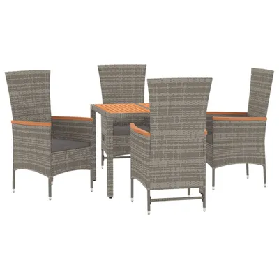 Immagine prodotto di vidaXL Set da pranzo da giardino in 5 pezzi con cuscini in rattan grigio