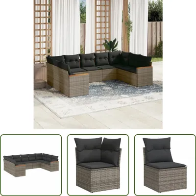 Produktbild von The Living Store 9-tlg. Garten-Sofagarnitur mit Kissen Grau Poly Rattan