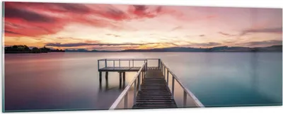 Produktbild von Bilder auf glas - Einteilig - Brücke Rosa Himmel - 90x30cm - Glasbilder - Wandbilder - Bilder - zum Aufhängen bereit - Wanddekoration aus Glas - Glas Bilder - Wandbild auf Glas - GAB90x30-4795
