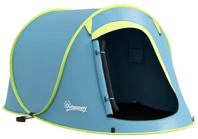 Image de Tente de camping, une chambre, montage facile, bleue