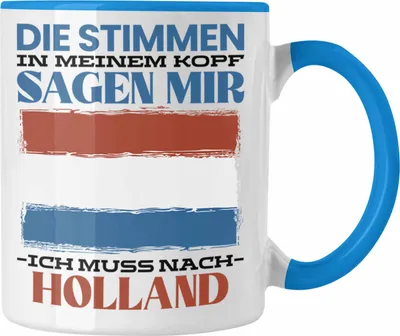 Produktbild von Trendation - Holland Tasse Urlaub Heimat Geschenk Spruch Niederlande Geschenkidee (Blau)