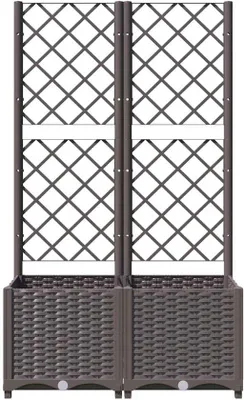 Image de Bac à plantes de jardin en plastique - Marron - 80 x 40 x 136 cm
