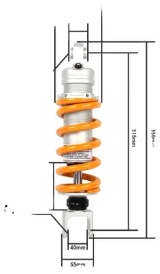 Immagine prodotto di Ammortizzatore posteriore, precompressione regolabile, lega di alluminio resistente, 315 mm