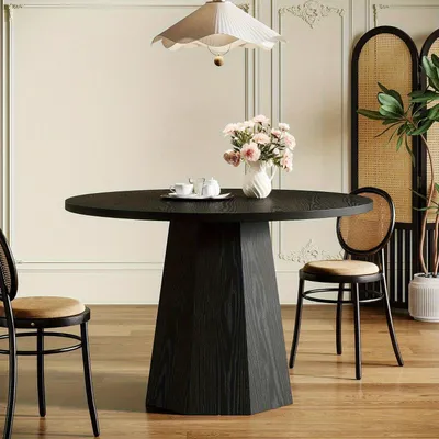 Image de Table - Table ronde - Table de cuisine - Table à manger - Table - Pieds en bois massif