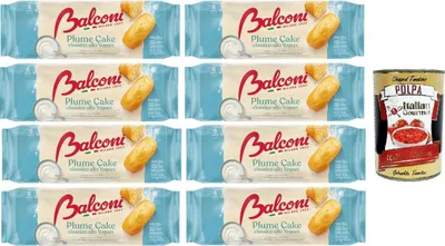 Produktbild von Balconi Plume Cake Classico allo Yogurt Klassischer Joghurt-Pflaumenkuchen vom Balkon 8x 190gr + Italian Gourmet Polpa 400g