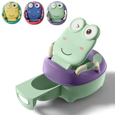 Produktbild von NAIZY Kinder-Töpfchen Kindertoilette Toilettensitz, Babytopf Übungstöpfchen mit Handgriffen, Toilettentrainer für Kinder ab 1 jahr, Kinderfreundliches Design mit Anti-Rutsch-Funktion（Grün, Typ A）