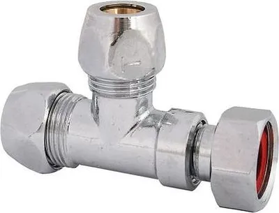 Obrázek produktu pro Js T-Stueck M. 2 Quetschverschr.+ 1 Ue-Mu,Dn10,3/8"X10Mm,Verchromt