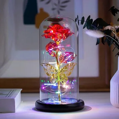 Zdjęcie produktu dla Błyszcząca lampka LED w różowym szkle, pomysł na prezent