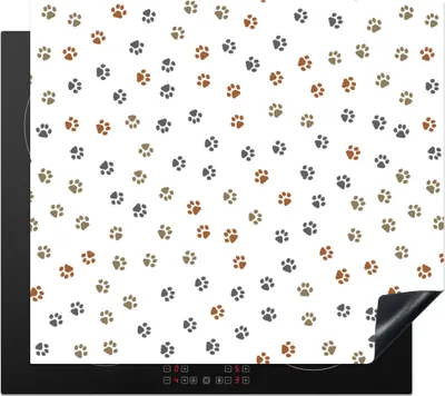Produktbild von KitchenYeah© Herdabdeckplatte Katzen - Pfotenabdruck - Haustiere - Muster , 57x51cm, Küche Deko, Glaskeramikkochfeld Herdabdeckung, Abdeckplatte fùr Kochfeld
