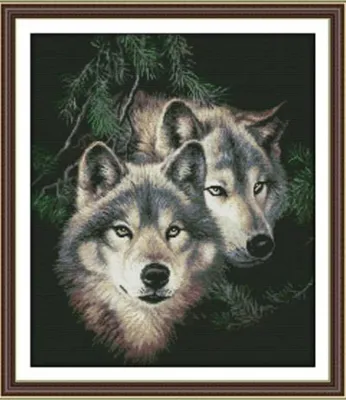 Kreuzstich-Set Wolf, 14-teilig, vorgestempelt, DIY-Stickerei für Erwachsene