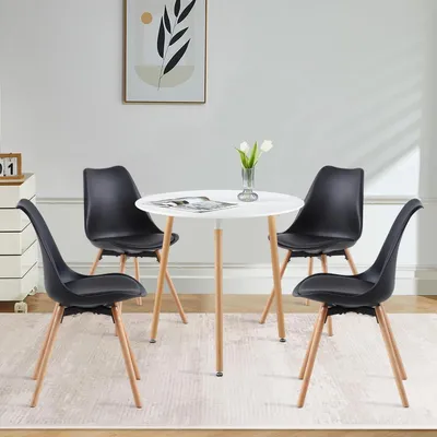 Immagine prodotto di Tavolo rotondo con 4 sedie, bianco e nero
