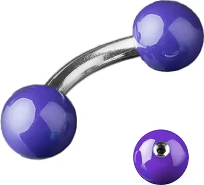 Produktbild von viva-adorno 1,2 x 5mm Micro Piercing Banane Augenbrauenpiercing 316L Chirurgenstahl Stahlkugeln glänzend emailliert Z372, lila