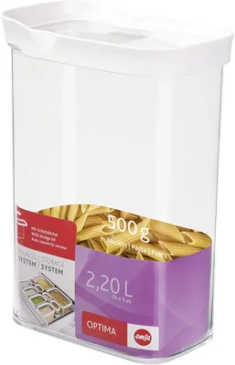 Obrázok produktu pre EMSA Optima, kontajner, Obdĺžnikový, 2,2 L, Priehľadná, Biela, Styrene methyl methacrylate (MS), Termoplastický elastomér (TPE), 55 °C